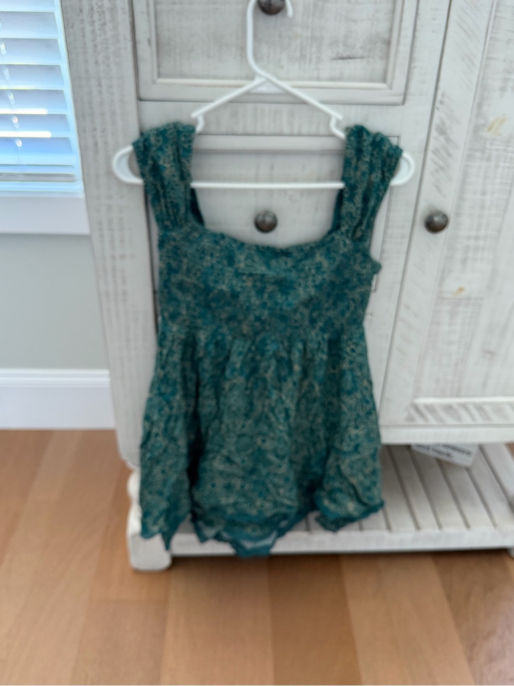 Sleeveless Teal Lace Peplum Dress - Women